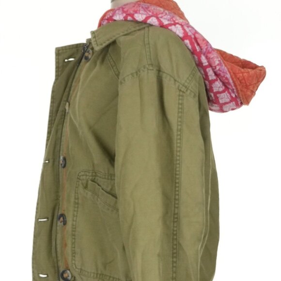 Free People We The Free Military Twill Jacket Olive Green with Quilted Hood S - Picture 7 of 11